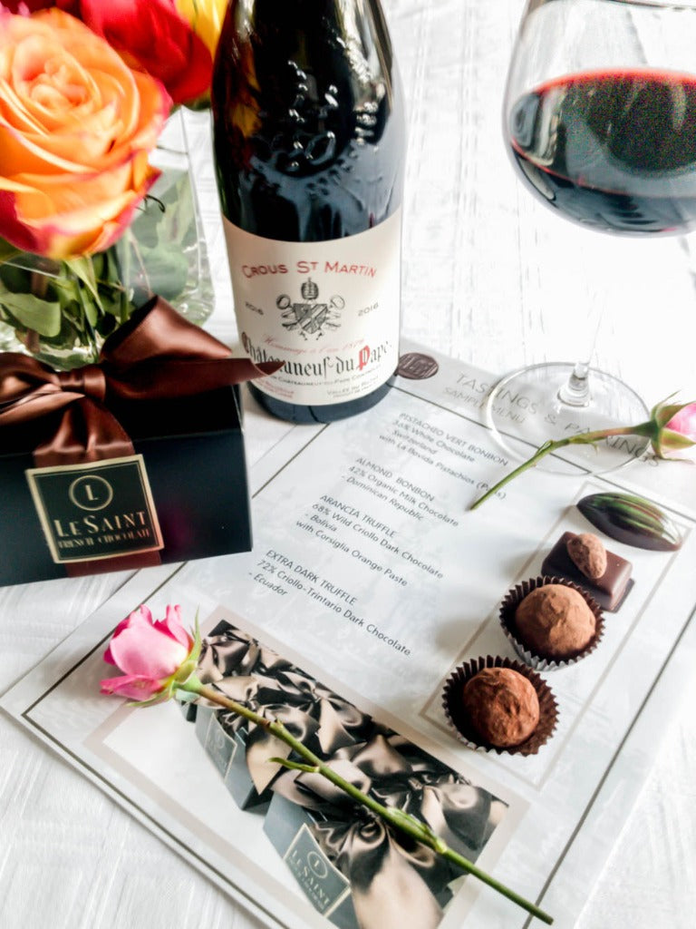 Dark chocolate wine pairing tasting box