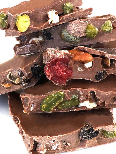 gourmet milk chocolate fruit and nut bark